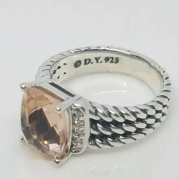 David Yurman Petite Morganite Diamond Wheaton Ring - Picture 4 of 5
